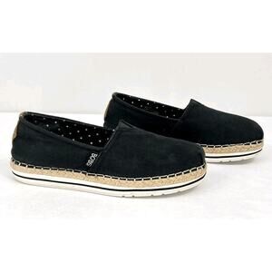 Bobs By Skechers Breeze Women's Sneakers 6 Black Espadrille Casual Slip On Flat